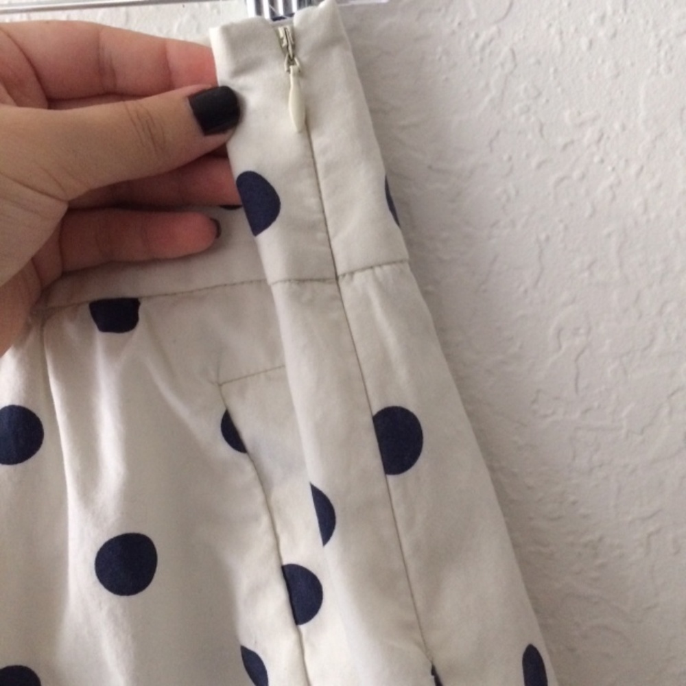J. Crew White and Navy Blue Polka Dot Skirt J1274 - Picture 3 of 6